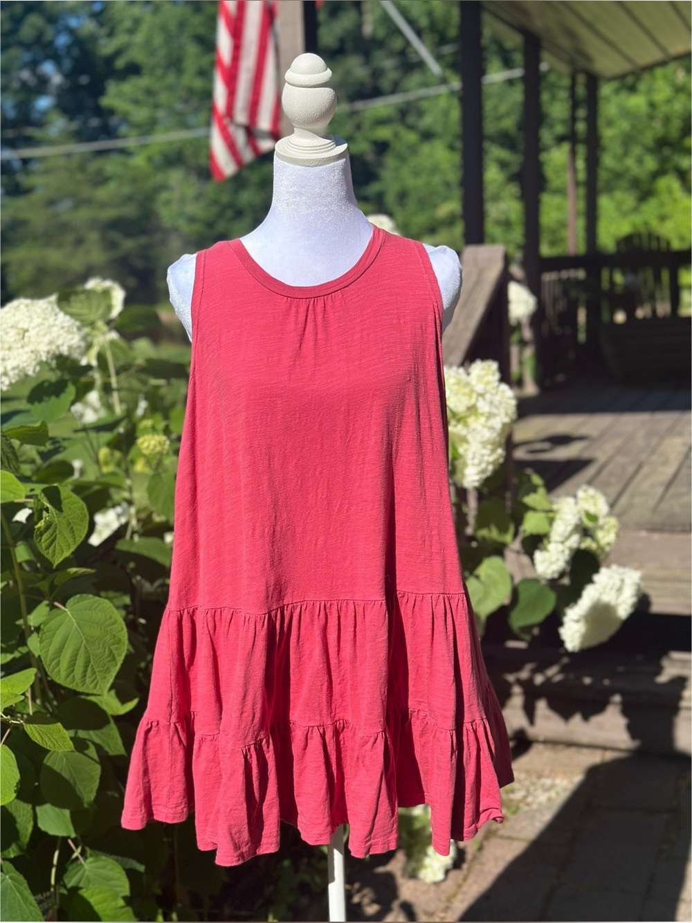 Altar'd State Sleeveless Tiered Dress in Rose Pink 100% cotton Size XS